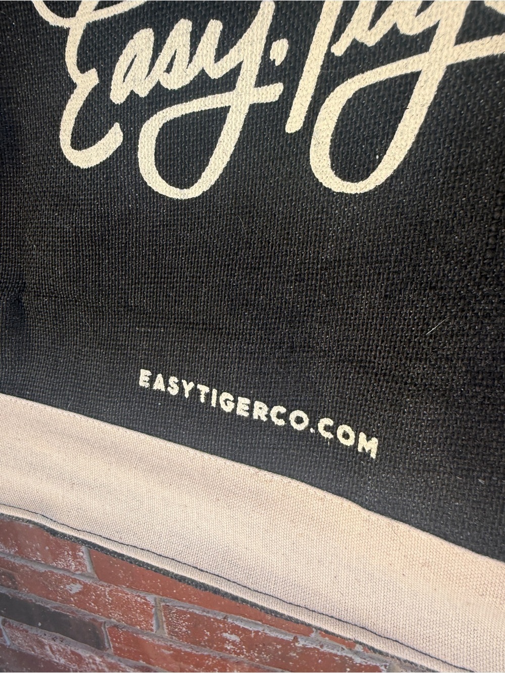 Easy- Tiger Black & Natural Canvas Tote Bag. SO FUN! - Picture 4 of 5
